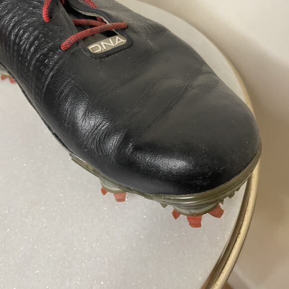 Footjoy Mens Sz 9.5 DNA 2.0 53385 Black Leather Lace Up Golf Shoes Soft Spikes - Picture 7 of 16